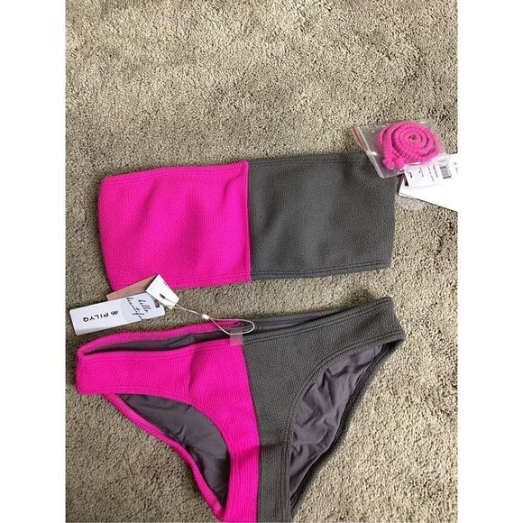 New. Pilyq pink and gray bikini set. M/S. Retails $178 - Picture 4 of 6